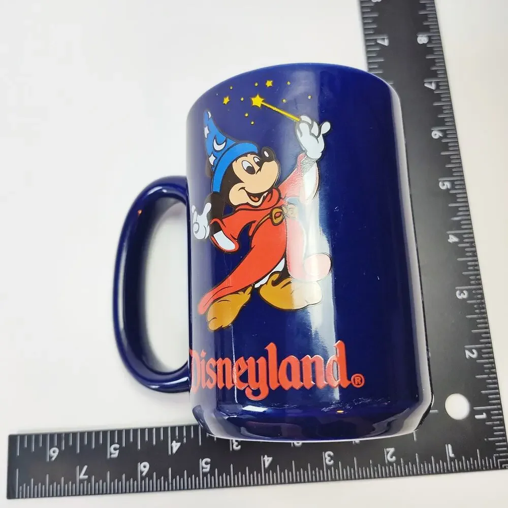 Disneyland Sorcerer Mickey Mug Fantasia Disneyland Ceramic Thailand Vintage Blue